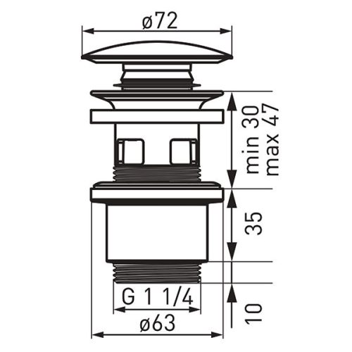 Lefolyó, Ferro Click-clack lefolyószelep S288PPC túlfolyós mosdóhoz fehér kerámiadugóval