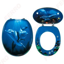   WC tető, Ferro delfin wc ülőke fém zsanérokkal, festett MDF WC/DELFIN