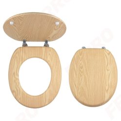  WC tető, Ferro kőris wc ülőke fém zsanérokkal, fahatású MDF WC/JASAN