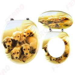   WC tető, Ferro kiskutyamintás wc ülőke fém zsanérokkal, festett MDF WC/STENATA