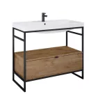 Alsó szekrény, AREZZO design NEBO alsószekrény 100 cm-es, 1 fiókkal, canela tölgy, matt fekete (2