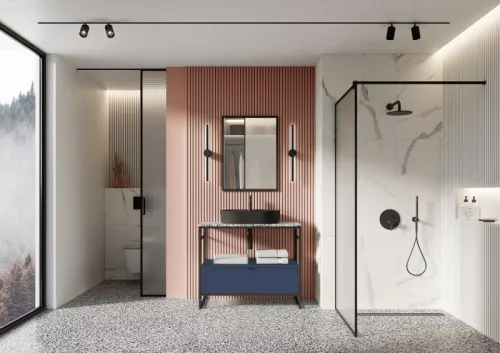 Alsó szekrény, AREZZO design NEBO alsószekrény 100 cm-es, 1 fiókkal, matt kék, matt fekete (2 dob