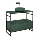 Alsó szekrény, AREZZO design NEBO alsószekrény 100 cm-es, 1 fiókkal, matt zöld, matt fekete (2 do