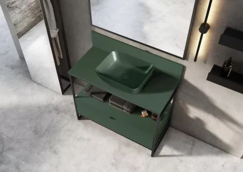 Alsó szekrény, AREZZO design NEBO alsószekrény 100 cm-es, 1 fiókkal, matt zöld, matt fekete (2 do