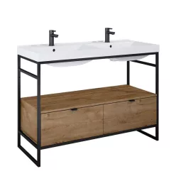   Alsó szekrény, AREZZO design NEBO alsószekrény 120 cm-es, 2 fiókkal, canela tölgy, matt fekete (2