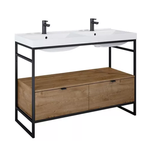 Alsó szekrény, AREZZO design NEBO alsószekrény 120 cm-es, 2 fiókkal, canela tölgy, matt fekete (2