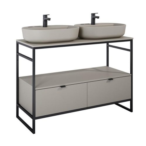 Alsó szekrény, AREZZO design NEBO alsószekrény 120 cm-es, 2 fiókkal, matt beige, matt fekete (2 d