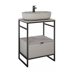   Alsó szekrény, AREZZO design NEBO alsószekrény 60 cm-es, 1 fiókkal, matt beige, matt fekete (2 do