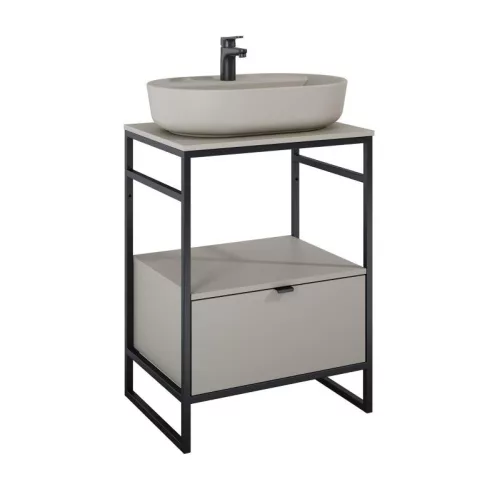 Alsó szekrény, AREZZO design NEBO alsószekrény 60 cm-es, 1 fiókkal, matt beige, matt fekete (2 do