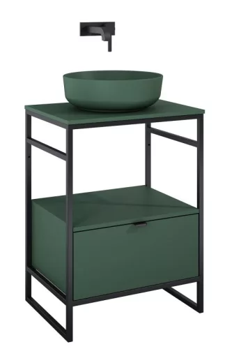 Alsó szekrény, AREZZO design NEBO alsószekrény 60 cm-es, 1 fiókkal, matt zöld,  matt fekete (2 do