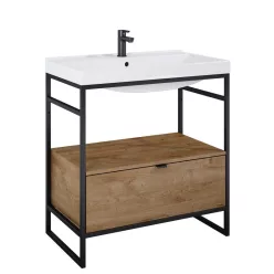   Alsó szekrény, AREZZO design NEBO alsószekrény 80 cm-es, 1 fiókkal, canela tölgy, matt fekete (2