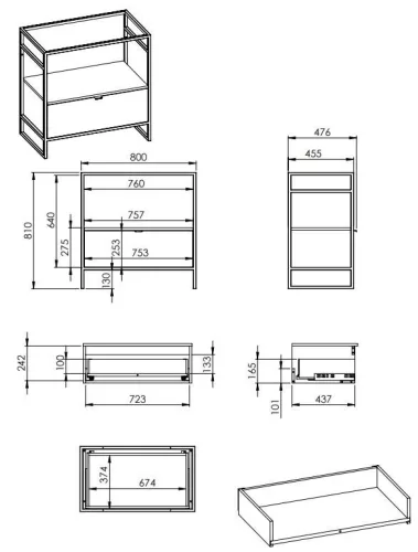 Alsó szekrény, AREZZO design NEBO alsószekrény 80 cm-es, 1 fiókkal, canela tölgy, matt fekete (2