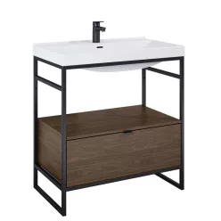   Alsó szekrény, AREZZO design NEBO alsószekrény 80 cm-es, 1 fiókkal, lincoln dió, matt fekete (2 d