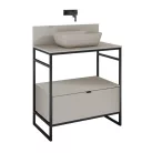 Alsó szekrény, AREZZO design NEBO alsószekrény 80 cm-es, 1 fiókkal, matt beige, matt fekete (2 do