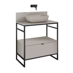   Alsó szekrény, AREZZO design NEBO alsószekrény 80 cm-es, 1 fiókkal, matt beige, matt fekete (2 do