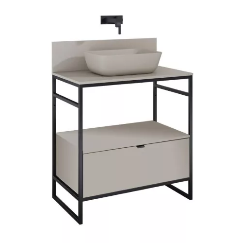 Alsó szekrény, AREZZO design NEBO alsószekrény 80 cm-es, 1 fiókkal, matt beige, matt fekete (2 do