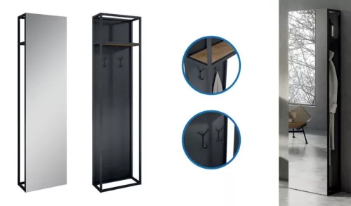 Tükör, AREZZO design NEBO tükör canela tölgy polccal 50_190, matt fekete