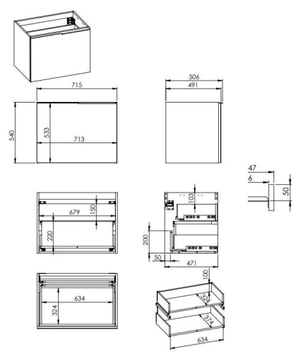 Alsó szekrény, AREZZO design Malibu alsószekrény 70 1 fiók + 1 fiók , v. matt szürke
