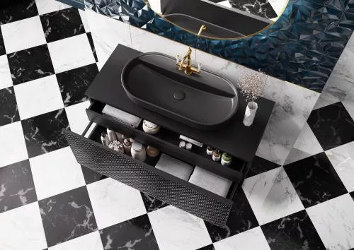 Alsó szekrény, AREZZO design Malibu alsószekrény 90 1 fiók + 1 fiók , matt fekete