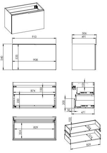 Alsó szekrény, AREZZO design Malibu alsószekrény 90 1 fiók + 1 fiók , v. matt szürke