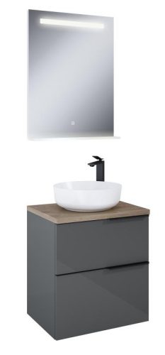 Komplett bútor, AREZZO design antracit MONTEREY 60 cm-es szett pulttal, mosdóval