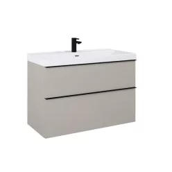   Alsó szekrény, AREZZO design MONTEREY 100 cm-es alsószekrény 2 fiókkal Matt beige színben, szifon