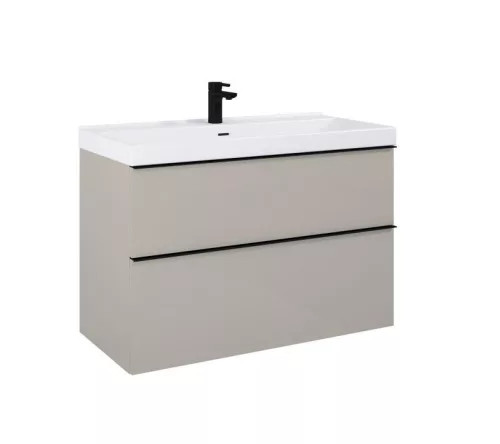 Alsó szekrény, AREZZO design MONTEREY 100 cm-es alsószekrény 2 fiókkal Matt beige színben, szifon