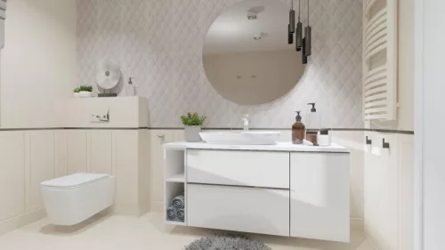 Alsó szekrény, AREZZO design MONTEREY 100 cm-es alsószekrény 2 fiókkal Matt Fehér színben, szifon