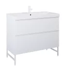 Alsó szekrény, AREZZO design MONTEREY 100 cm-es alsószekrény 2 fiókkal Matt Fehér színben, szifon