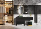 Alsó szekrény, AREZZO design MONTEREY 100 cm-es alsószekrény 2 fiókkal Matt fekete színben, szifo