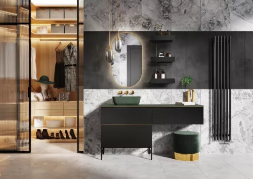 Alsó szekrény, AREZZO design MONTEREY 100 cm-es alsószekrény 2 fiókkal Matt fekete színben, szifo