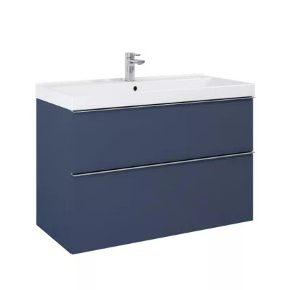 Alsó szekrény, AREZZO design MONTEREY 100 cm-es alsószekrény 2 fiókkal Matt kék színben, szifonki