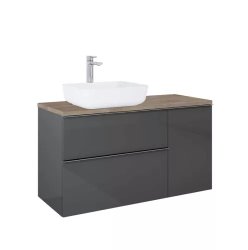 Alsó szekrény, AREZZO design MONTEREY 100 cm-es alsószekrény 2 fiókkal Mf. antracit színben, szif