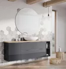 Alsó szekrény, AREZZO design MONTEREY 100 cm-es alsószekrény 2 fiókkal Mf. antracit színben, szif