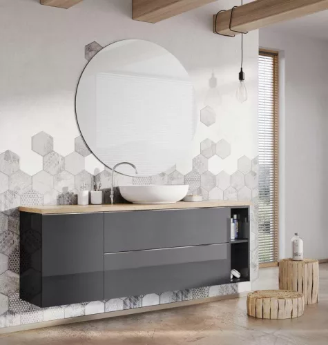 Alsó szekrény, AREZZO design MONTEREY 100 cm-es alsószekrény 2 fiókkal Mf. antracit színben, szif