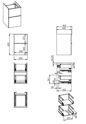 Alsó szekrény, AREZZO design MONTEREY 40 cm-es alsószekrény 2 fiókkal Mf. Fehér színben