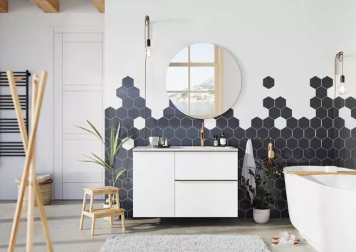 Alsó szekrény, AREZZO design MONTEREY 40 cm-es oldalszekrény 1 ajtóval Matt Fehér színben