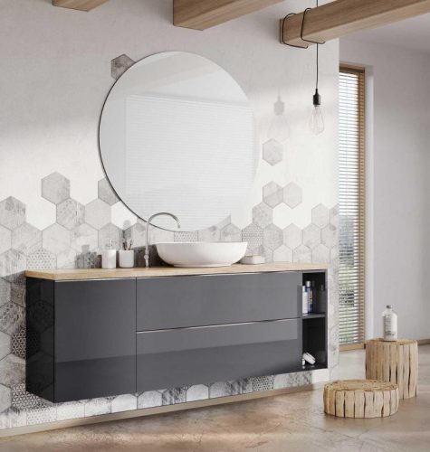 Alsó szekrény, AREZZO design MONTEREY 40 cm-es oldalszekrény szennyeskosárral 1 ajtóval Mf. Antra