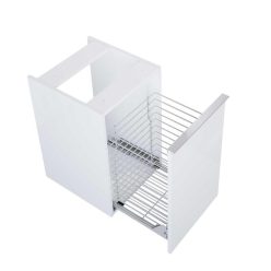   Alsó szekrény, AREZZO design MONTEREY 40 cm-es oldalszekrény szennyeskosárral 1 ajtóval Mf. Fehér