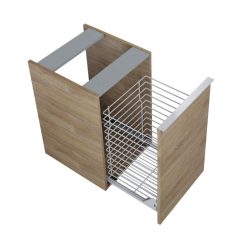   Alsó szekrény, AREZZO design MONTEREY 40 cm-es oldalszekrény szennyeskosárral Canela tölgy színbe