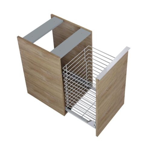 Alsó szekrény, AREZZO design MONTEREY 40 cm-es oldalszekrény szennyeskosárral Canela tölgy színbe