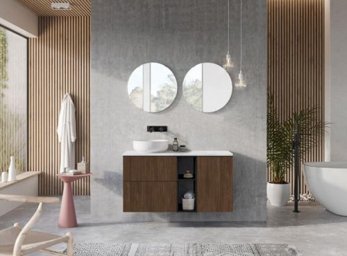 Alsó szekrény, AREZZO design MONTEREY 40 cm-es oldalszekrény szennyeskosárral Lincoln dió színben