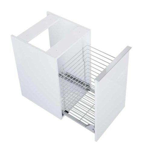 Alsó szekrény, AREZZO design MONTEREY 40 cm-es oldalszekrény szennyeskosárral Matt Fehér színben