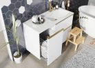 Alsó szekrény, AREZZO design MONTEREY 40 cm-es oldalszekrény szennyeskosárral Matt Fehér színben