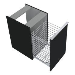   Alsó szekrény, AREZZO design MONTEREY 40 cm-es oldalszekrény szennyeskosárral Matt fekete színben