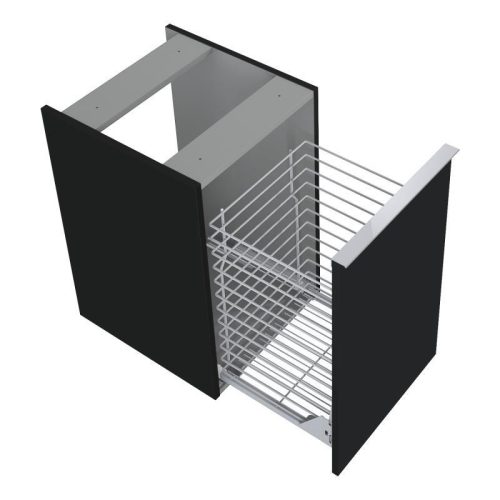 Alsó szekrény, AREZZO design MONTEREY 40 cm-es oldalszekrény szennyeskosárral Matt fekete színben