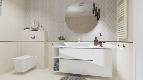 Alsó szekrény, AREZZO design MONTEREY 40 cm-es oldalszekrény szennyeskosárral Matt Szürke színben