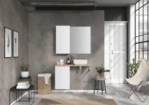 Alsó szekrény, AREZZO design MONTEREY 40 cm-es oldalszekrény szennyeskosárral Matt Szürke színben