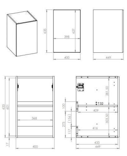 Alsó szekrény, AREZZO design MONTEREY 40 cm-es oldalszekrény szennyeskosárral Matt Szürke színben