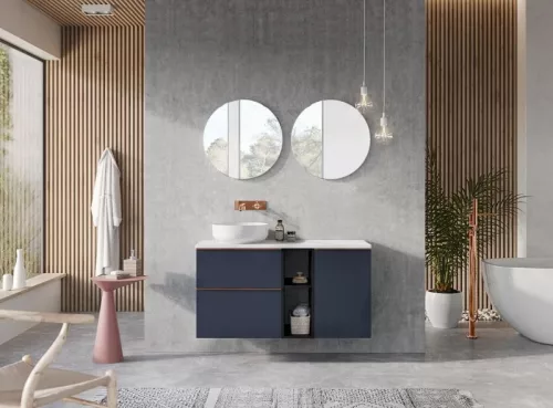 Alsó szekrény, AREZZO design MONTEREY 60 cm-es alsószekrény 1 fiókkal Matt Kék színben, szifonkiv